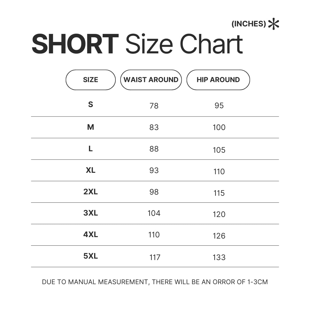 Short Size Chart - High School DxD Shop