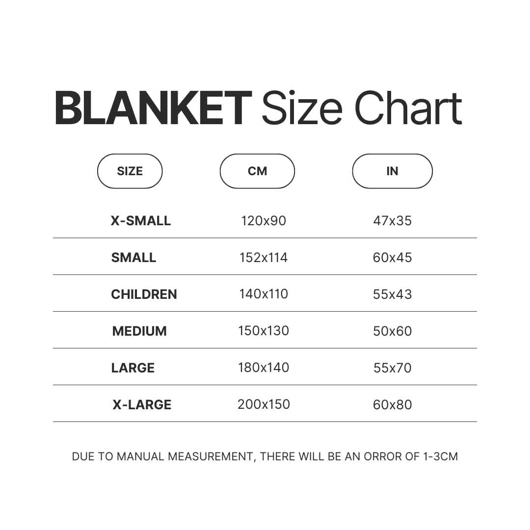 Blanket Size Chart - High School DxD Shop
