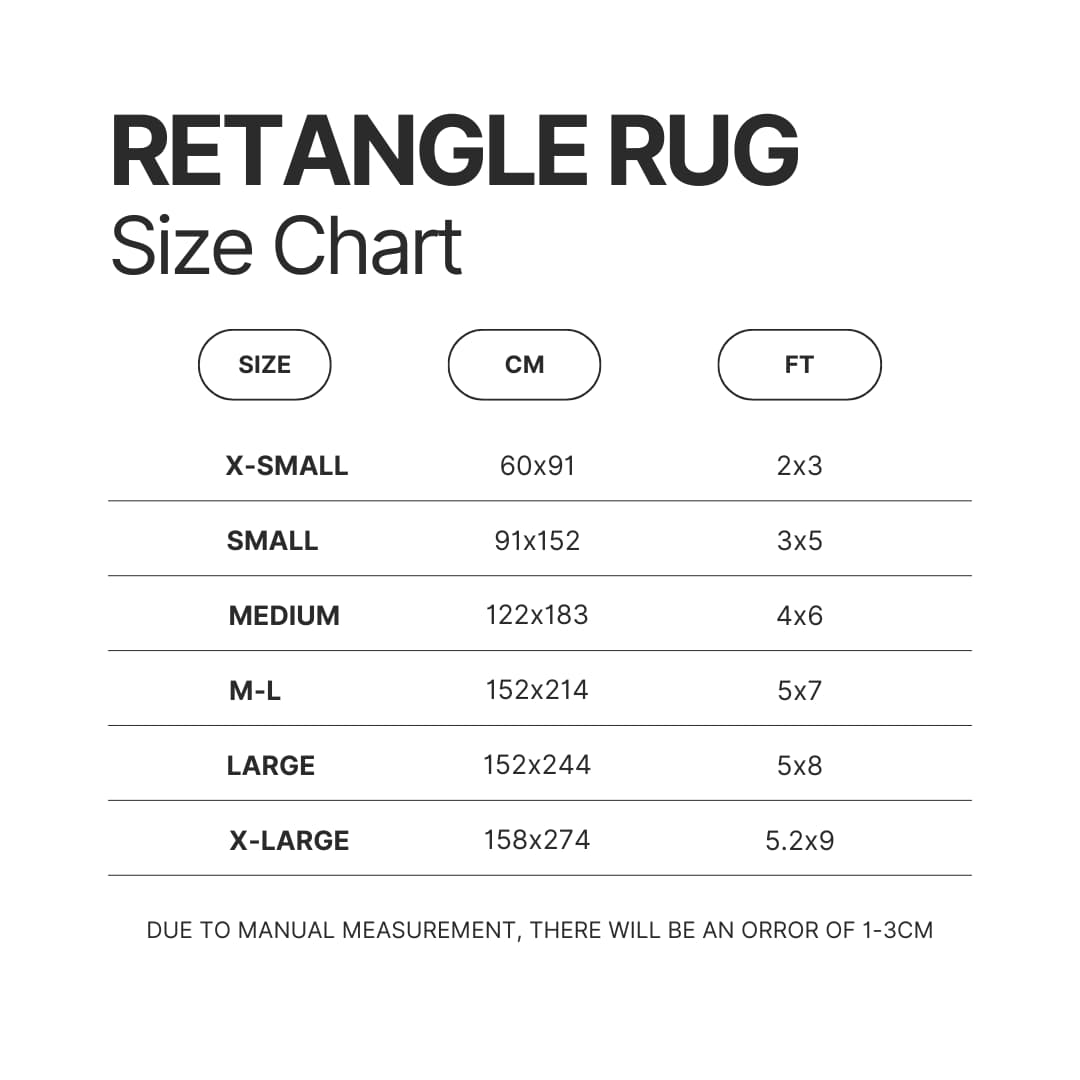 Retangle Rug Size Chart - High School DxD Shop