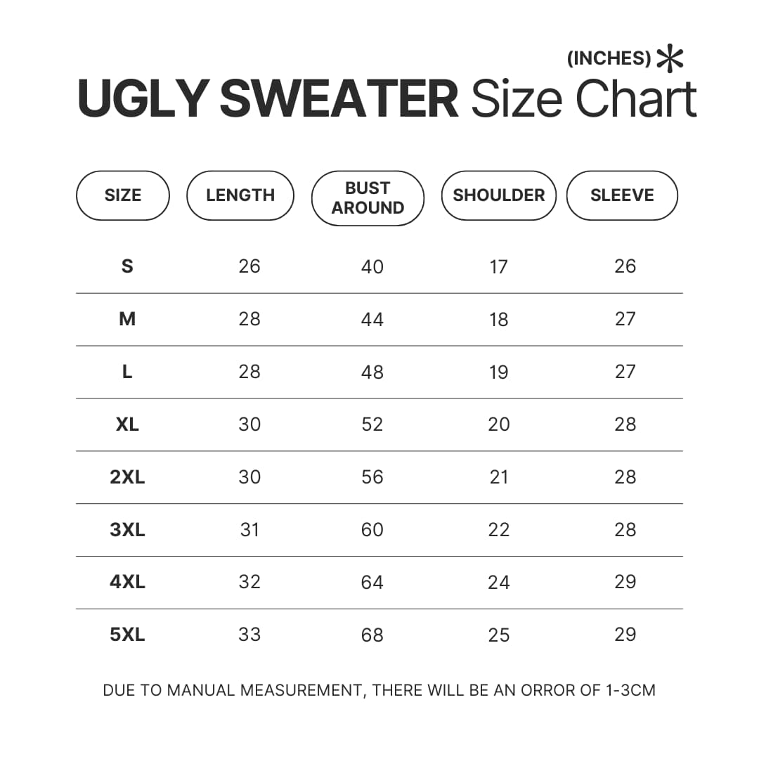 Ugly Sweater Size Chart - High School DxD Shop